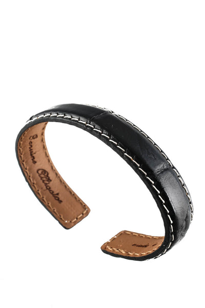 Andrea Tardini Black Slim Alligator Cuff Bracelet