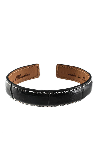 Andrea Tardini Black Slim Alligator Cuff Bracelet