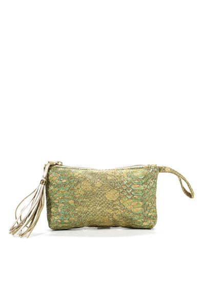 E'Clat Green Embossed Small Wallet Wristlet