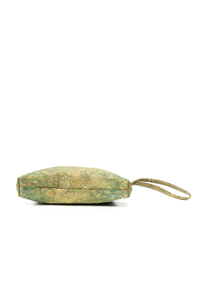 E'Clat Green Embossed Small Wallet Wristlet
