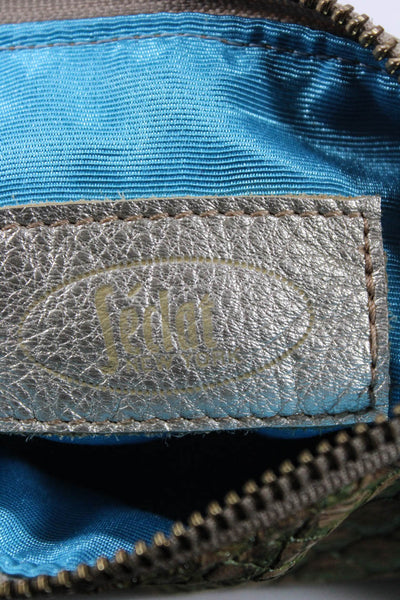 E'Clat Green Embossed Small Wallet Wristlet