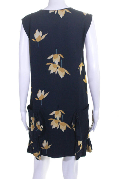 Marni Womens Yellow Floral Ruffle Tunic A-Line Dress Blue Size EUR 40 11556107