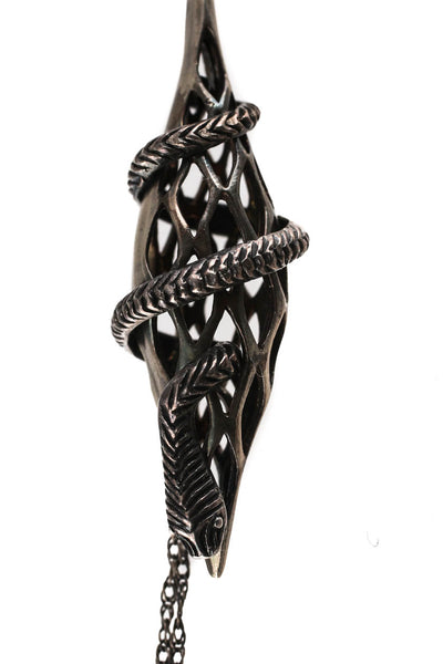 Gunda Sterling Silver Diamond Chain Snake 6.5" Dangle Earring