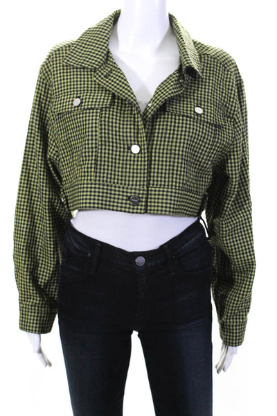Capulet Women's Belle Cropped Trucker Jacket Cotton Green Black Size Extra Small