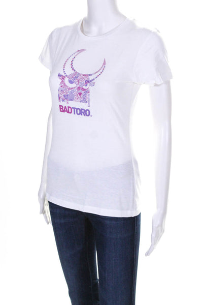 Sols Womens Short Sleeve Bad Toro Printed T-Shirt White Size Medium