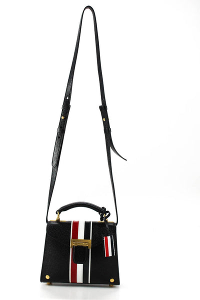 Thom Browne Womens Cricket Stripe Mrs. Thom Mini Bag Handbag Black