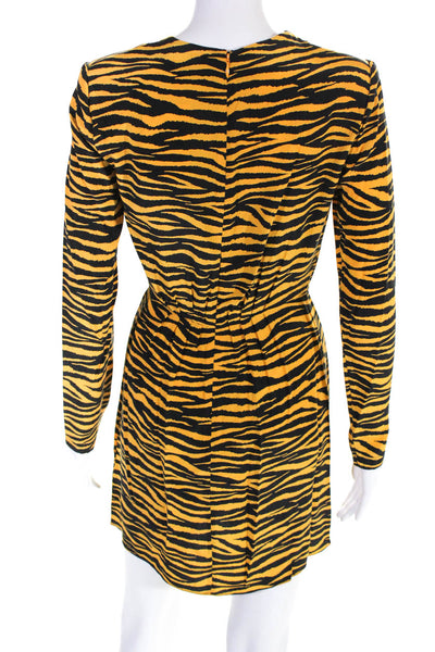A.L.C. Womens Zip Up V Neck Mini Jensen Dress Black Carnation Yellow Silk Size 0