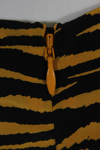 A.L.C. Womens Zip Up V Neck Mini Jensen Dress Black Carnation Yellow Silk Size 0