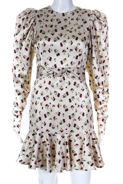 ROTATE Womens Shelly Raspberry Print Long Sleeve Sheath Dress Beige Size EU 38
