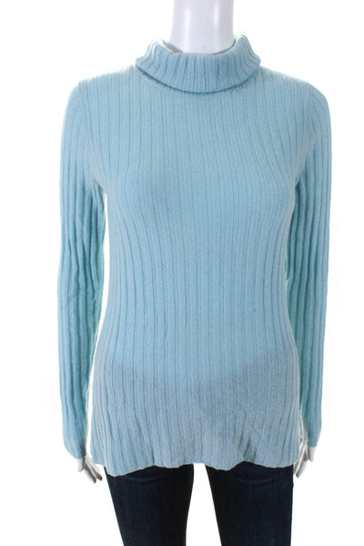 Milly Women's Medium Knit Turtleneck Sweater Cashmere Blue Size Small