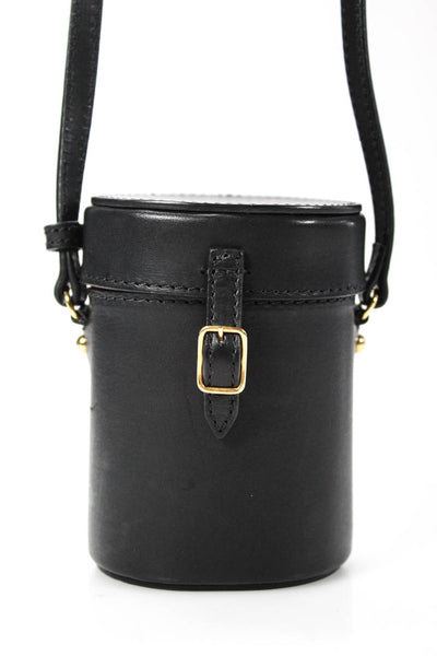 ODP Womens Mini Leather Cylinder Crossbody Handbag Black