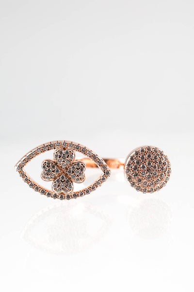 Folli Follie Mati Four Leaf Clover Ring Rose Gold Size 5