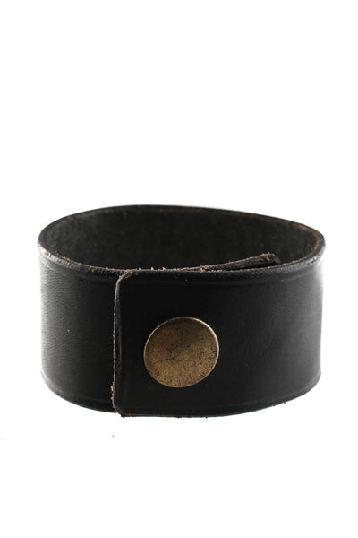 Saddlers Union Womens Sexy Embossed Leather Snap Cuff Bracelet Black