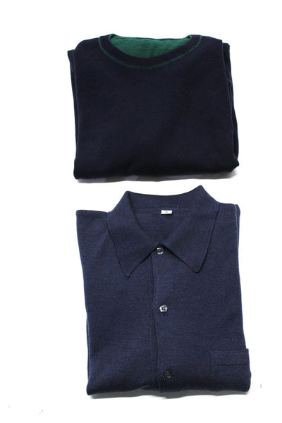 Designer Mens Long Sleeve Shirts Navy Blue Size Large Lot 2