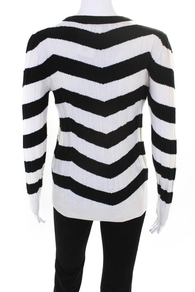 Derek Lam Collective Womens Chevron Crew Neck Sweater White Black Size S 1328541