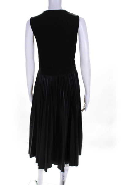 Givenchy Womens Sleeveless Logo Waistband Mid-Length Pleated Dress Black Size 4