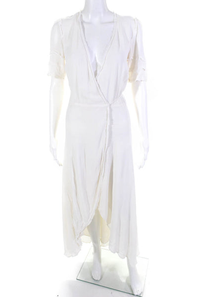 Reformation Womens Short Sleeve Lottie Wrap White Dress Size Medium 12268851