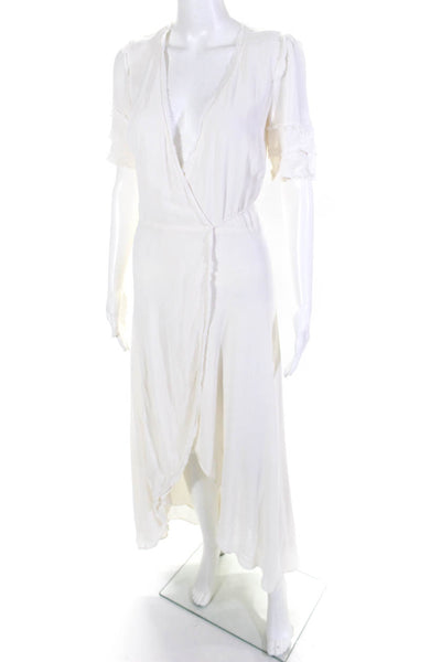 Reformation Womens Short Sleeve Lottie Wrap White Dress Size Medium 12268851