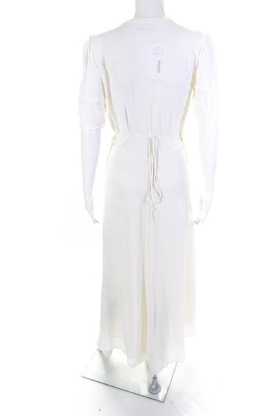 Reformation Womens Short Sleeve Lottie Wrap White Dress Size Medium 12268851