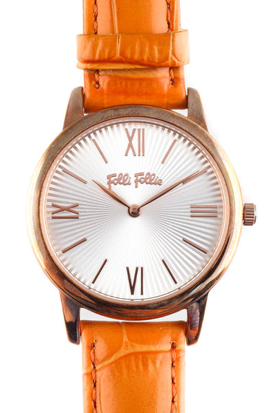 Folli Follie Women's Rose Gold Tone Stainless Steel Buckle Closure Watch Orange