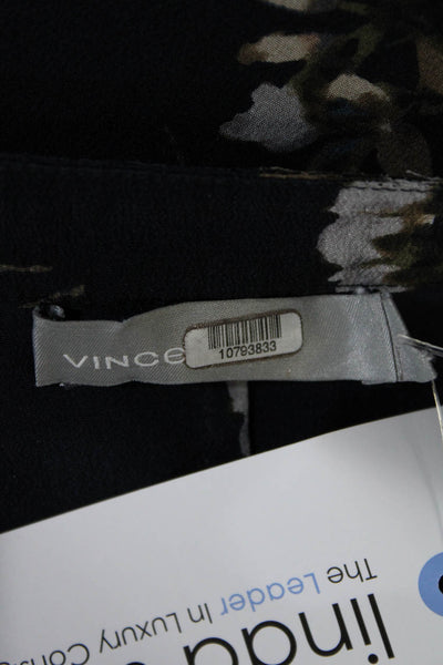VINCE. Womens Silk Long Sleeve Floral Shirtdress Navy Blue Size Small 10793833