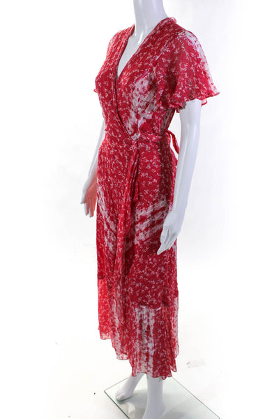 Tanya Taylor Womens Short Sleeve Floral New Blaire Dress Red Size 4 12189917