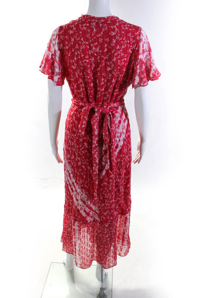 Tanya Taylor Womens Short Sleeve Floral New Blaire Dress Red Size 4 12189917