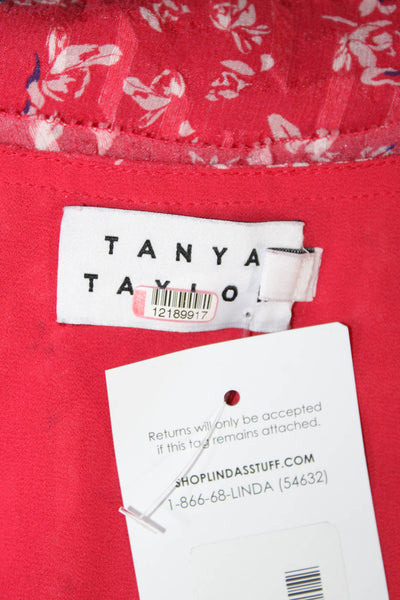 Tanya Taylor Womens Short Sleeve Floral New Blaire Dress Red Size 4 12189917