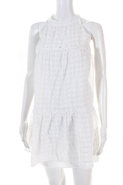 Sail to Sable Womens Cotton Eyelet Shift Dress White Size 4 11157822