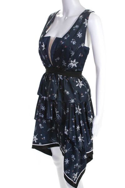 Self-portrait Womens Satin Star Handkerchief Dress Blue White Size 10 11673812