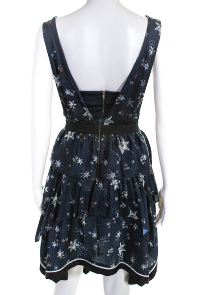 Self-portrait Womens Satin Star Handkerchief Dress Blue White Size 10 11673812