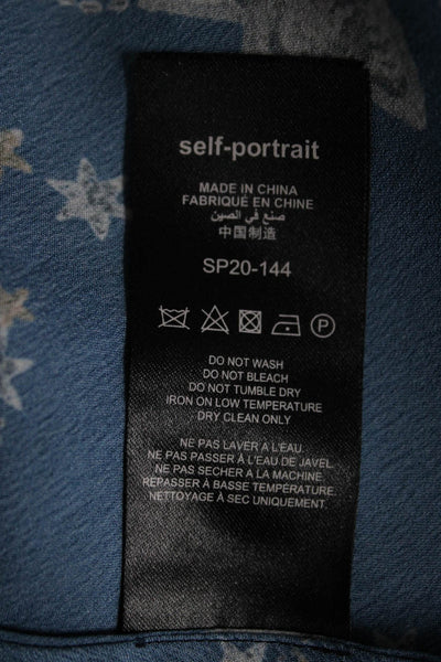 Self-portrait Womens Satin Star Handkerchief Dress Blue White Size 10 11673812
