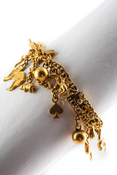 Designer Vintage 9KT Yellow Gold Charm Bracelet Gold