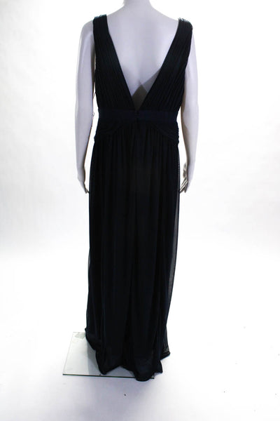 Adrianna Papell Womens Lace Midnight Illusion Gown Navy Blue Size 14 10837546