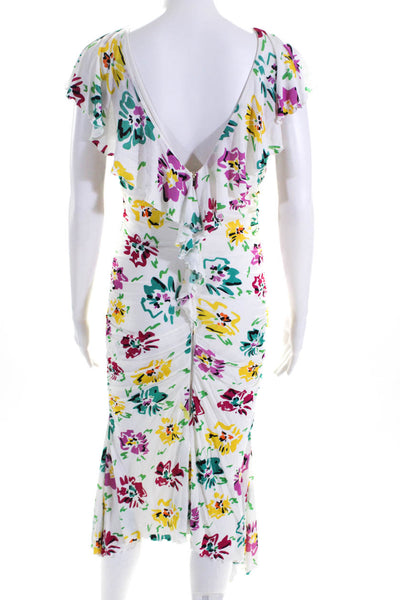 Emanuel Ungaro Womens Floral Blooms Print Dress White Size EUR 44 11035060