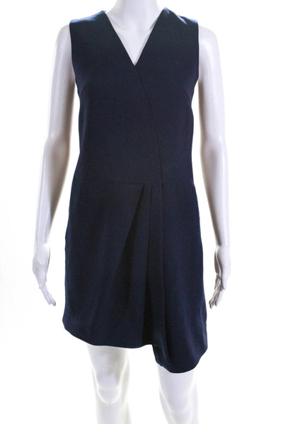 Osman Womens Sleeveless Gathered Wrap Dress Navy Blue Size 2 11507236