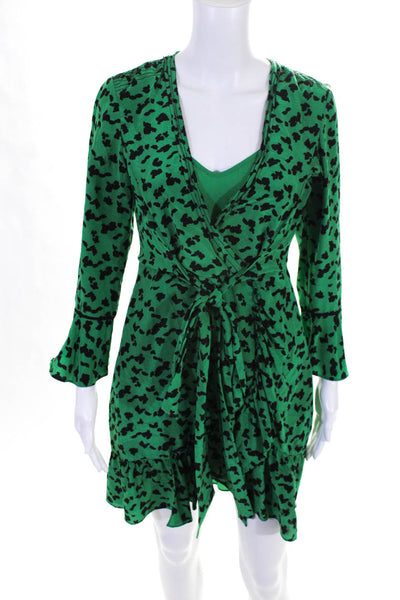 Tanya Taylor Womens Silk Long Sleeve Nomi Wrap Dress Green Size 2 11623739