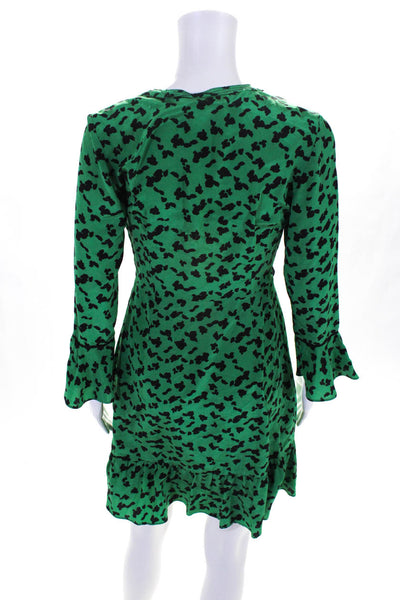 Tanya Taylor Womens Silk Long Sleeve Nomi Wrap Dress Green Size 2 11623739