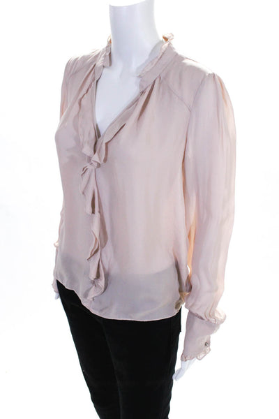 Parker Womens Long Sleeve Tilly Ruffle Blouse Rose Pink Size Small 11665179