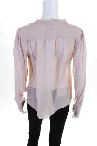 Parker Womens Long Sleeve Tilly Ruffle Blouse Rose Pink Size Small 11665179