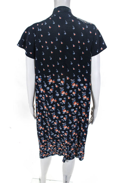 rag & bone Womens Hannah Chevron Silk Dress Navy Blue Size Medium 11536392