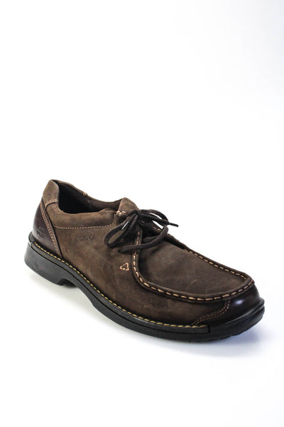 ECCO  Mens Suede Lace Up Loafers Dark Brown Size 46