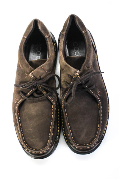 ECCO  Mens Suede Lace Up Loafers Dark Brown Size 46