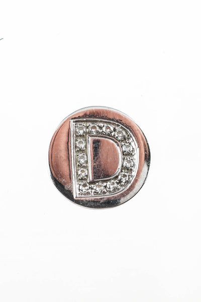Spallanzani Sterling Silver Diamond Initial D Letter Magnetic Round Charm
