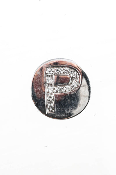 Spallanzani Sterling Silver Diamond Initial P Letter Magnetic Round Charm