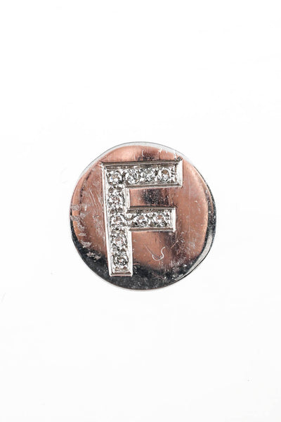 Spallanzani Sterling Silver Diamond Initial F Letter Magnetic Round Charm