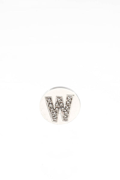 Spallanzani Sterling Silver Diamond Initial W Letter Magnetic Round Charm LL19LL