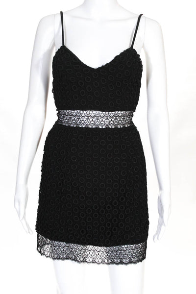 NBD  Womens Crochet Overlay A Line Dress Black Size Extra Small