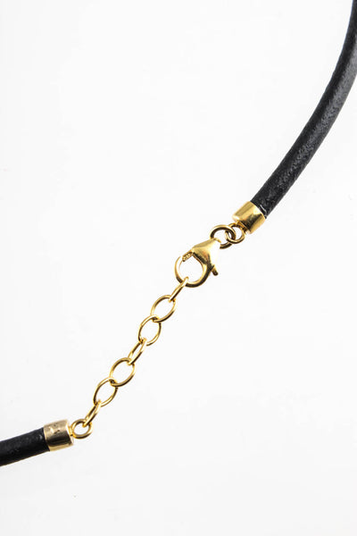 Designer Vintage 18kt Yellow Gold Blue Enamel Black 10" Choker Necklace