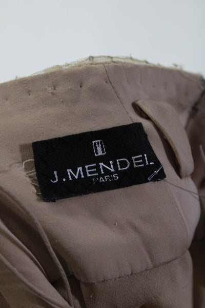 J. Mendel Womens Tulle Sweetheart Neck Strapless Sequin Beaded Gown Beige Size 8